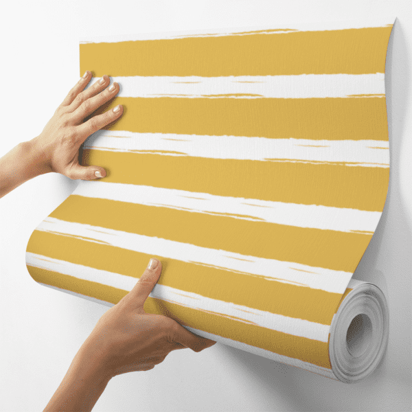 Adesivo Baby Linhas Brancas Horizontais Grandes Fundo Amarelo Pastel - Image 4