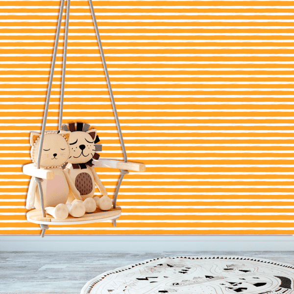 Adesivo Baby Linhas Brancas Horizontais Grandes Fundo Amarelo Pastel - Image 3