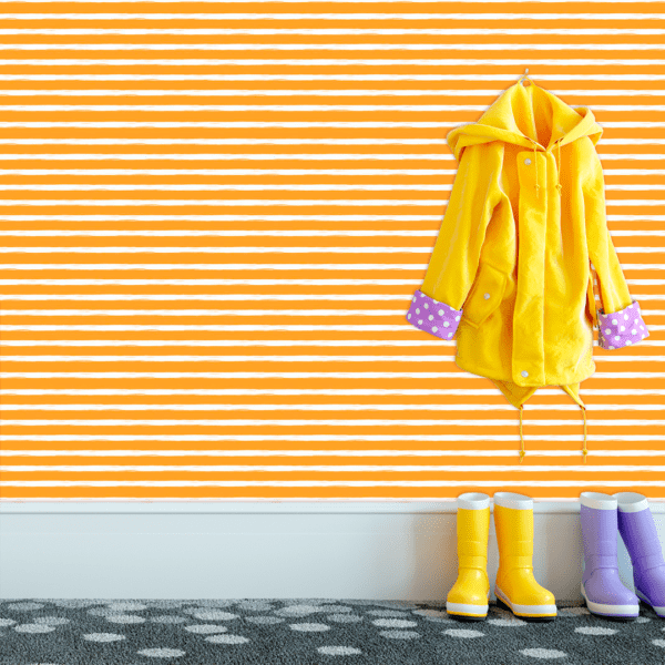 Adesivo Baby Linhas Brancas Horizontais Grandes Fundo Amarelo Pastel