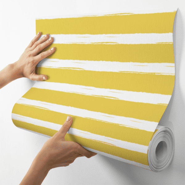 Adesivo Baby Linhas Brancas Horizontais Grandes Fundo Amarelo - Image 4
