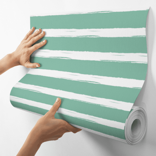 Adesivo Baby Linhas Brancas Horizontais Grandes Fundo Verde Pastel - Image 4