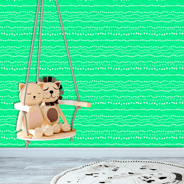 Adesivo Baby Sequencia de Corações Fundo Verde Pastel