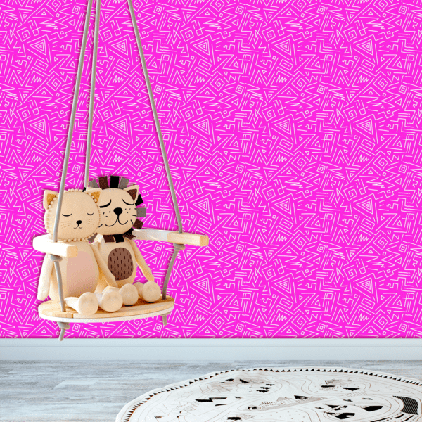 Adesivo Baby Linhas Geométricas Fundo Rosa Escuro - Image 2