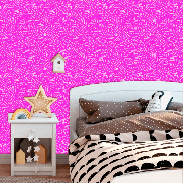 Adesivo Baby Linhas Geométricas Fundo Rosa Escuro - Image 3