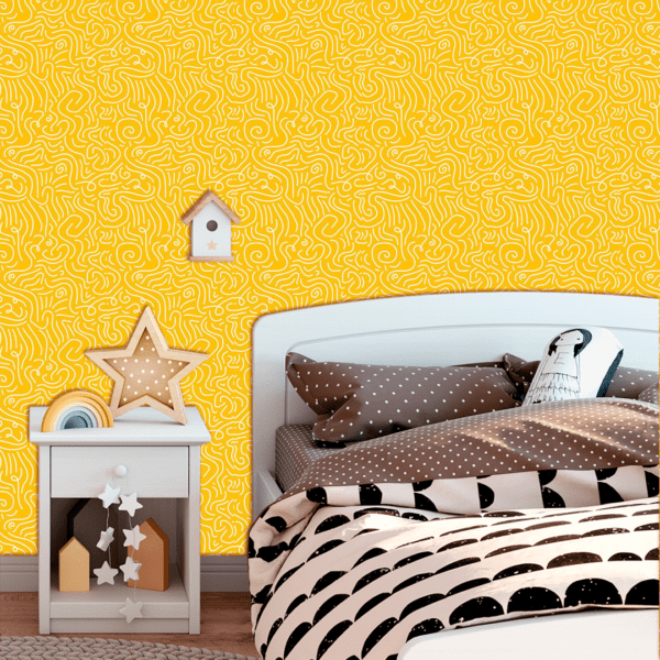 Adesivo Baby Linhas Abstrata Fundo Amarelo - Image 3