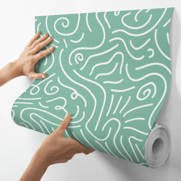 Adesivo Baby Linhas Abstrata Fundo Verde Pastel - Image 4