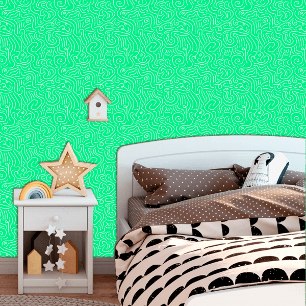 Adesivo Baby Linhas Abstrata Fundo Verde Pastel - Image 2