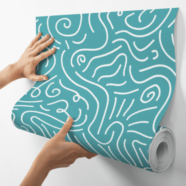 Adesivo Baby Linhas Abstrata Fundo Azul Pastel - Image 4