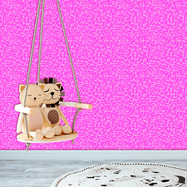 Adesivo Baby Linhas Rabisco Fundo Rosa