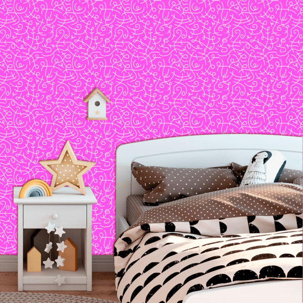 Adesivo Baby Linhas Rabisco Fundo Rosa - Image 2