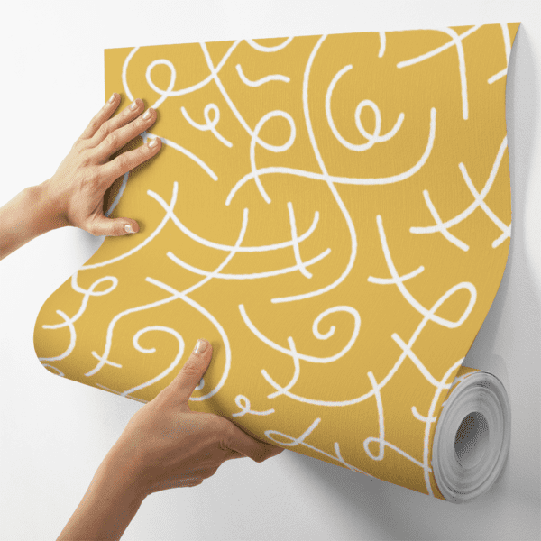Adesivo Baby Linhas Rabisco Fundo Amarelo Pastel - Image 4