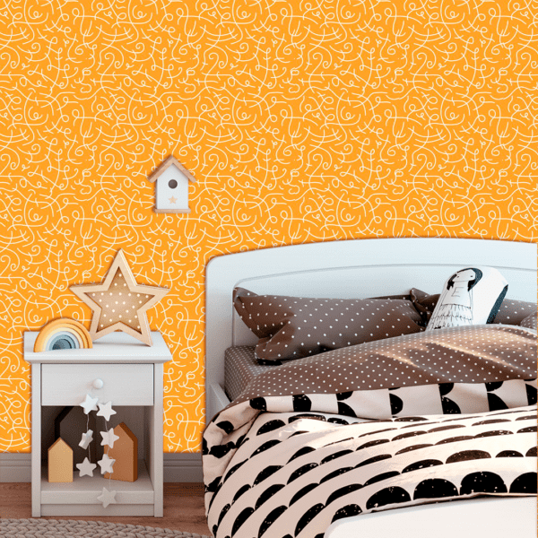 Adesivo Baby Linhas Rabisco Fundo Amarelo Pastel - Image 3