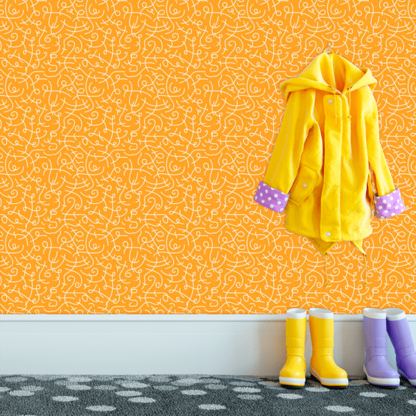 Adesivo Baby Linhas Rabisco Fundo Amarelo Pastel