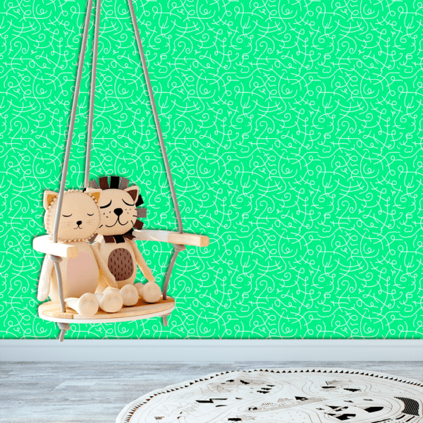 Adesivo Baby Linhas Rabisco Fundo Verde Pastel