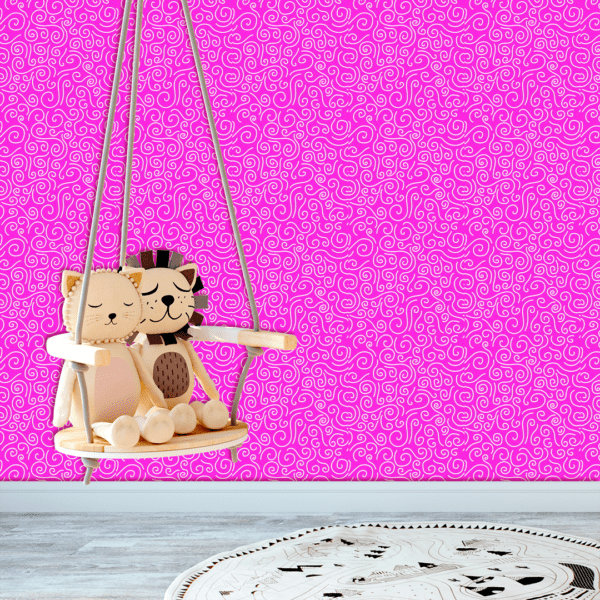 Adesivo Baby Linhas Caracol Fundo Rosa Escuro
