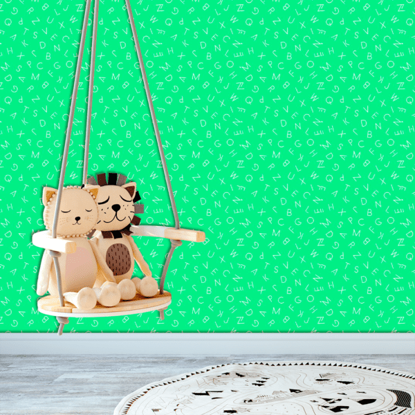 Adesivo Baby Alfabeto Escrito Fundo Verde Pastel - Image 2