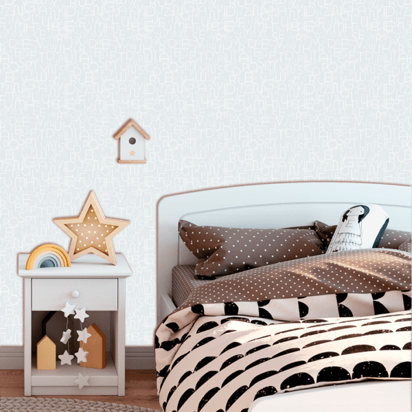 Adesivo Baby Pantone Alfabeto Escrita Grande Cinza Claro