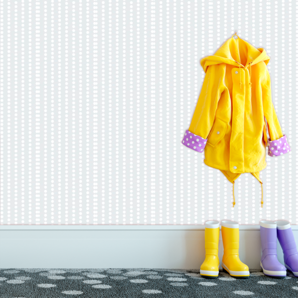 Adesivo Baby Pantone Poá Alinhado Vertical  Cinza Claro