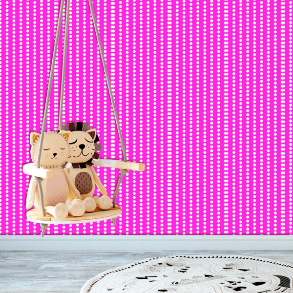 Adesivo Baby Poá Alinhado Vertical Fundo Rosa