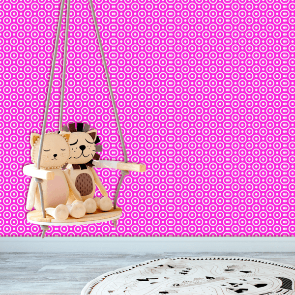 Adesivo Baby Círculo Geométricos Fundo Rosa Escuro