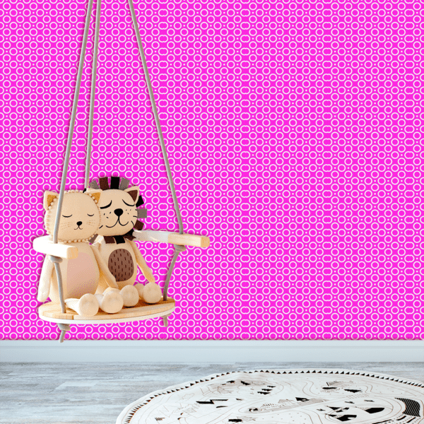 Adesivo Baby Círculo Geométricos Médio Fundo Rosa Escuro