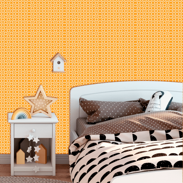 Adesivo Baby Círculo Geométricos Médio Fundo Amarelo Pastel