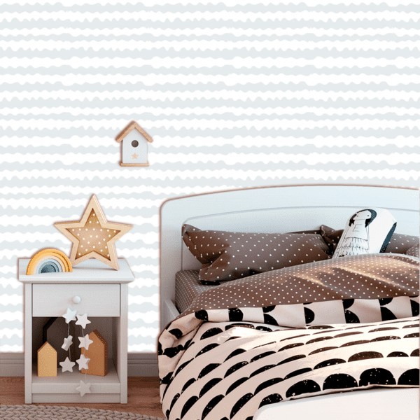 Adesivo Baby Pantone Linhas Onduladas Cinza Claro