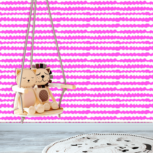 Adesivo Baby Linhas Onduladas Fundo Rosa