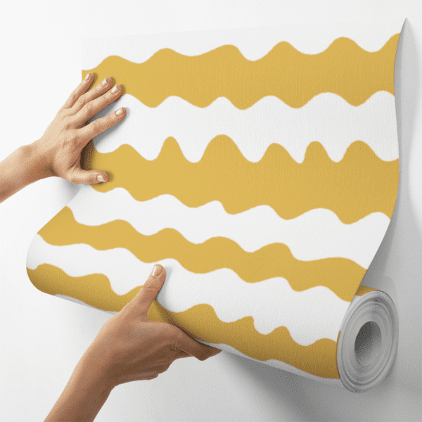 Adesivo Baby Linhas Onduladas Fundo Amarelo Pastel - Image 4