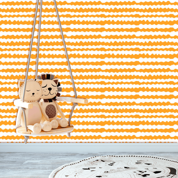Adesivo Baby Linhas Onduladas Fundo Amarelo Pastel - Image 3