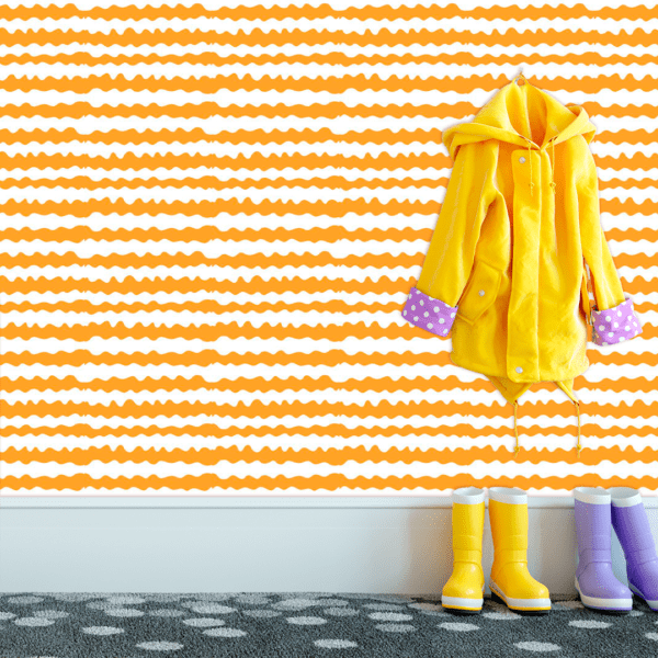 Adesivo Baby Linhas Onduladas Fundo Amarelo Pastel - Image 2