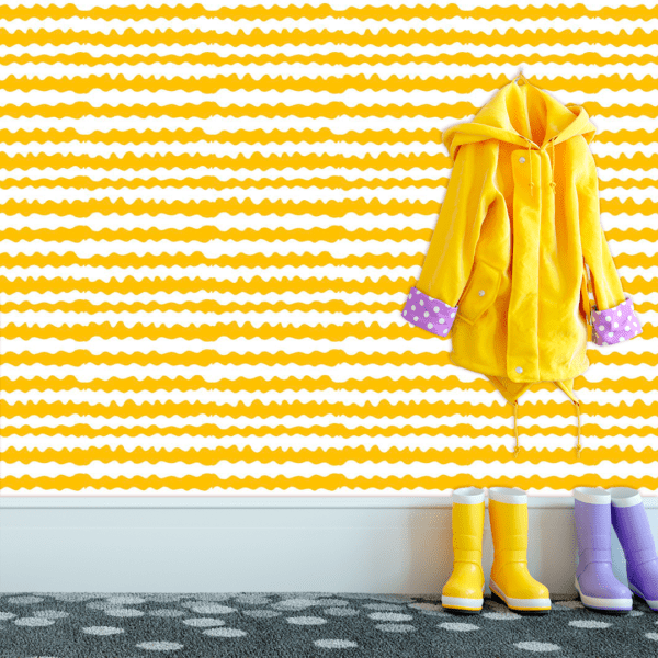 Adesivo Baby Linhas Onduladas Fundo Amarelo