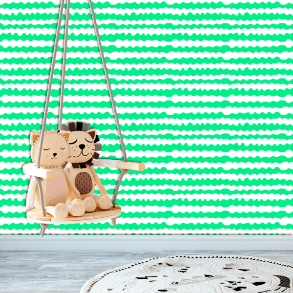 Adesivo Baby Linhas Onduladas Fundo Verde Pastel