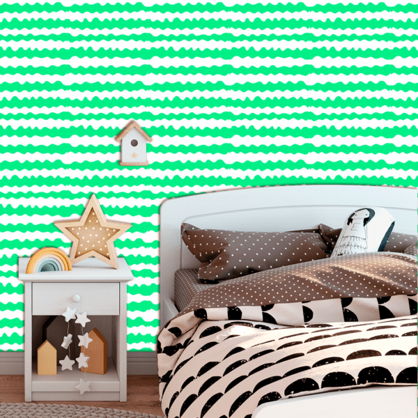 Adesivo Baby Linhas Onduladas Fundo Verde Pastel - Image 2