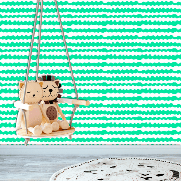 Adesivo Baby Linhas Onduladas Fundo Azul Pastel - Image 2
