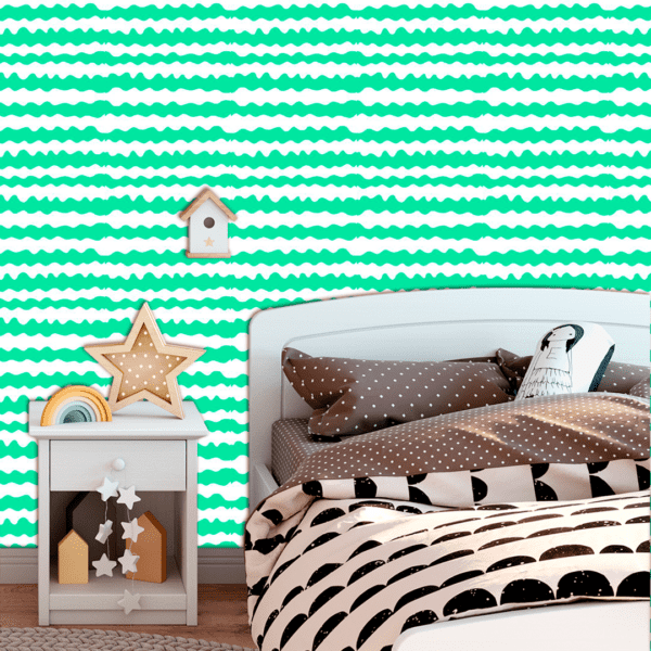 Adesivo Baby Linhas Onduladas Fundo Azul Pastel