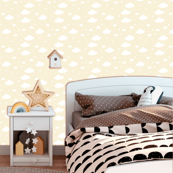 Adesivo Baby Pantone Nuvens e Estrelas Beje - Image 3