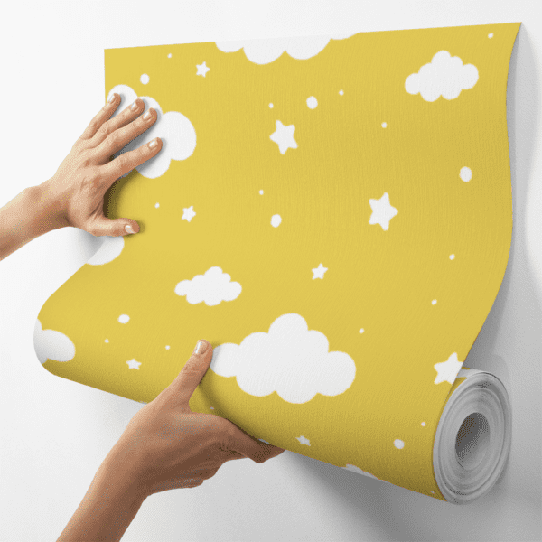 Adesivo Baby Estampa Nuvens e Estrelas Fundo Amarelo - Image 4