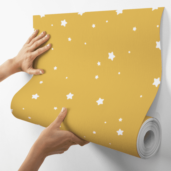 Adesivo Baby Estampa Estrelas Fundo Amarelo Pastel - Image 4