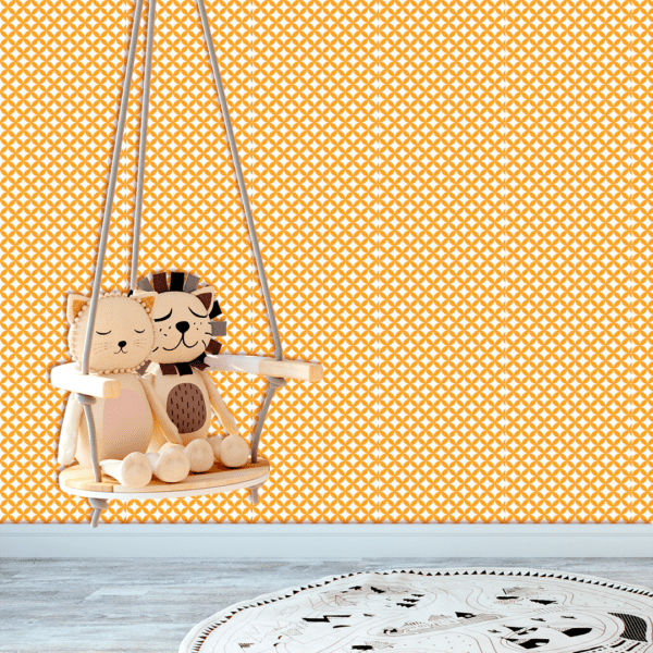 Adesivo Baby Flor Geométrica Fundo Amarelo Pastel