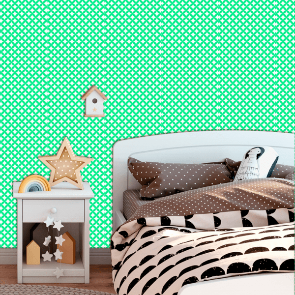 Adesivo Baby Flor Geométrica Fundo Verde Pastel