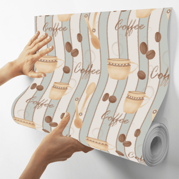 Adesivo Casual Top Coffee Listrado Azul Pastel e Bege - Image 4