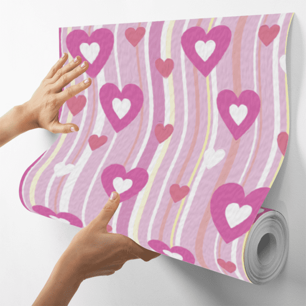 Adesivo Casual Top Coração Listrado Rosa e Lilás - Image 4