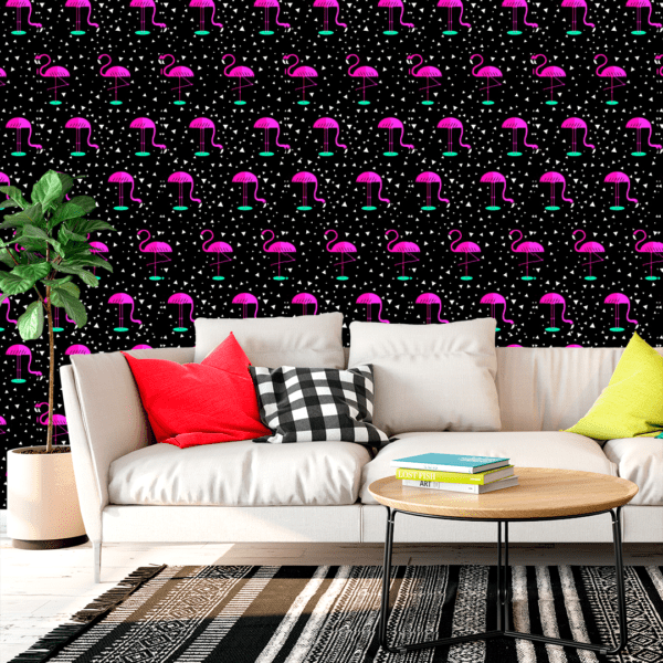 Adesivo Casual Top Flamingo Rosa e Preto