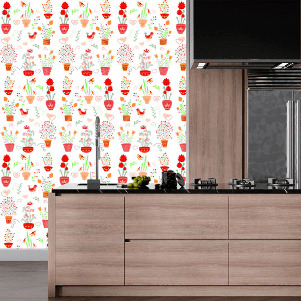 Adesivo Casual Top Flowers Vermelho Vibrante e Pastel - Image 2