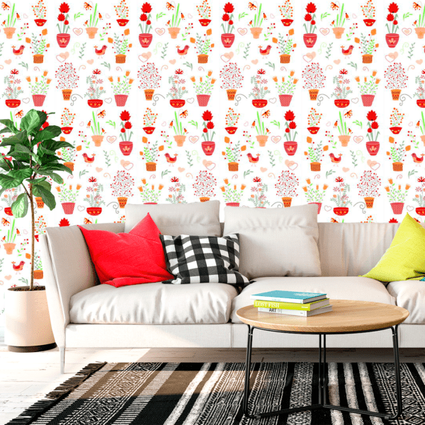 Adesivo Casual Top Flowers Vermelho Vibrante e Pastel