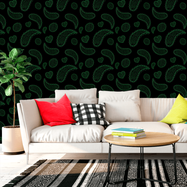 Adesivo Casual Top Padrão Preto e Verde