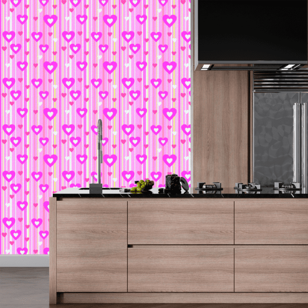 Adesivo Casual Top Coração Listrado Rosa e Lilás - Image 2