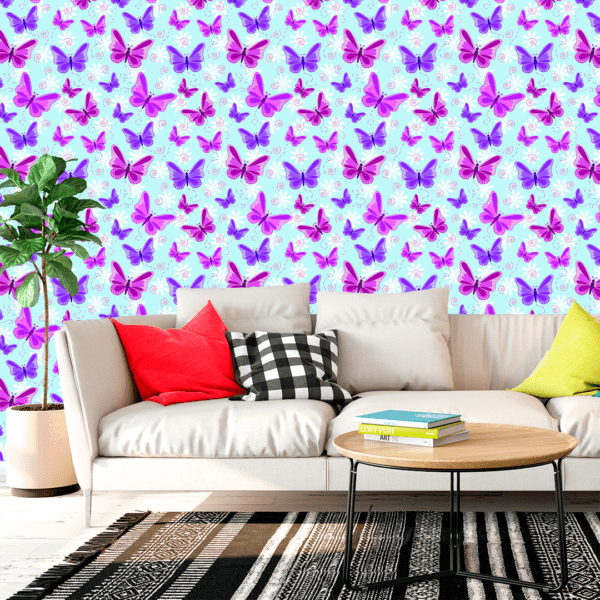 Adesivo Casual Top Butterfly Lilás Roxo e Azul Bebê