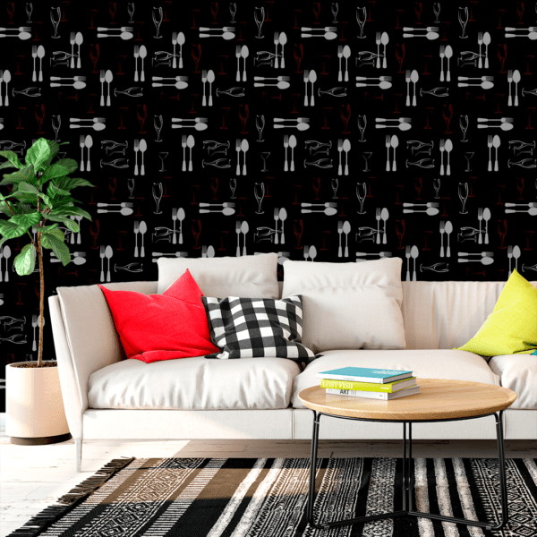 Adesivo Casual Top Taças Cinza e Marrom Fundo Preto